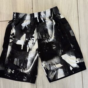 Under Armour Boy’s Abstract Black and White Athletic Shorts